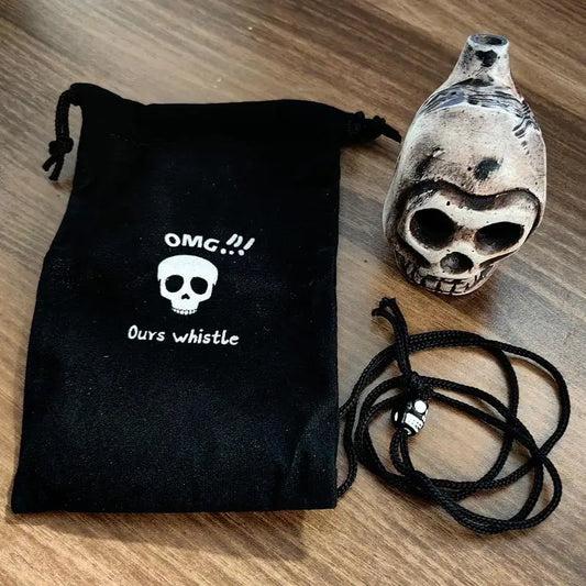 Aztec Death Whistle Loud Spooky Human-Like Screams Battle Whistle Outdoor Camping Emergency Whistle Skull Thunder Echoes